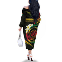 Vanuatu Independence Day Family Matching Off The Shoulder Long Sleeve Dress and Hawaiian Shirt Yumi 46th Hapi Indipendens Dei LT01 - Polynesian Pride