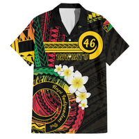 Vanuatu Independence Day Family Matching Off Shoulder Maxi Dress and Hawaiian Shirt Yumi 46th Hapi Indipendens Dei LT01 Dad's Shirt - Short Sleeve Black - Polynesian Pride