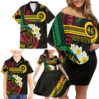 Vanuatu Independence Day Family Matching Off Shoulder Short Dress and Hawaiian Shirt Yumi 46th Hapi Indipendens Dei LT01 - Polynesian Pride
