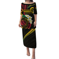 Vanuatu Independence Day Family Matching Puletasi and Hawaiian Shirt Yumi 46th Hapi Indipendens Dei LT01 Mom's Dress Black - Polynesian Pride