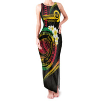 Vanuatu Independence Day Family Matching Tank Maxi Dress and Hawaiian Shirt Yumi 46th Hapi Indipendens Dei LT01 Mom's Dress Black - Polynesian Pride