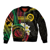 Vanuatu Independence Day Sleeve Zip Bomber Jacket Yumi 46th Hapi Indipendens Dei LT01 Unisex Black - Polynesian Pride