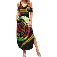Vanuatu Independence Day Summer Maxi Dress Yumi 46th Hapi Indipendens Dei LT01 Women Black - Polynesian Pride