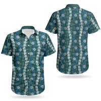Pikake Maile Tiare Lei Couples Matching Mermaid Dress and Hawaiian Shirt Polu Lauhala Pattern LT01 - Polynesian Pride