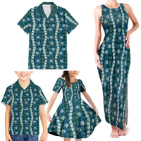 Pikake Maile Tiare Lei Family Matching Tank Maxi Dress and Hawaiian Shirt Polu Lauhala Pattern LT01 - Polynesian Pride