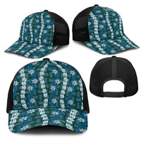 Pikake Maile Tiare Lei Mesh Trucker Cap Polu Lauhala Pattern