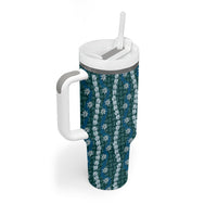 Pikake Maile Tiare Lei Tumbler With Handle Polu Lauhala Pattern