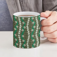 Pikake Maile Tiare Lei Ceramic Mug Omaomao Lauhala Pattern