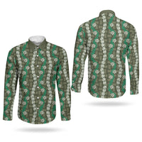Pikake Maile Tiare Lei Couples Matching Mermaid Dress and Long Sleeve Button Shirt Omaomao Lauhala Pattern LT01 - Polynesian Pride
