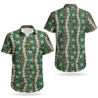 Pikake Maile Tiare Lei Couples Matching Puletasi and Hawaiian Shirt Omaomao Lauhala Pattern LT01 - Polynesian Pride