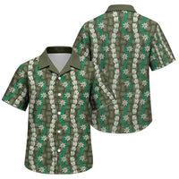 Pikake Maile Tiare Lei Family Matching Off Shoulder Maxi Dress and Hawaiian Shirt Omaomao Lauhala Pattern LT01 Son's Shirt Green - Polynesian Pride