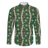 Pikake Maile Tiare Lei Family Matching Summer Maxi Dress and Hawaiian Shirt Omaomao Lauhala Pattern LT01 Daughter's Dress Green - Polynesian Pride