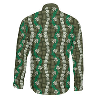 Pikake Maile Tiare Lei Family Matching Summer Maxi Dress and Hawaiian Shirt Omaomao Lauhala Pattern LT01 Son's Shirt Green - Polynesian Pride