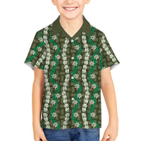Pikake Maile Tiare Lei Kid Hawaiian Shirt Omaomao Lauhala Pattern LT01 Kid Green - Polynesian Pride