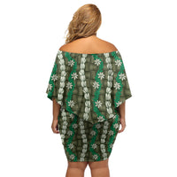 Pikake Maile Tiare Lei Off Shoulder Short Dress Omaomao Lauhala Pattern LT01 - Polynesian Pride