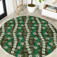 Pikake Maile Tiare Lei Round Carpet Omaomao Lauhala Pattern