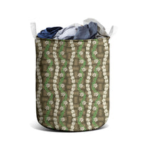 Pikake Maile Tiare Lei Laundry Basket Natural Lauhala Pattern