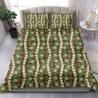 Pikake Maile Tiare Lei Bedding Set Natural Lauhala Pattern