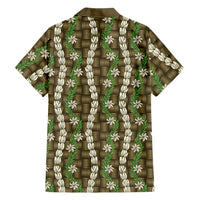 Pikake Maile Tiare Lei Family Matching Long Sleeve Bodycon Dress and Hawaiian Shirt Natural Lauhala Pattern LT01 Dad's Shirt - Long Sleeve Brown - Polynesian Pride