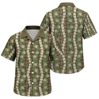 Pikake Maile Tiare Lei Family Matching Long Sleeve Bodycon Dress and Hawaiian Shirt Natural Lauhala Pattern LT01 Son's Shirt Brown - Polynesian Pride