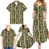 Pikake Maile Tiare Lei Family Matching Summer Maxi Dress and Hawaiian Shirt Natural Lauhala Pattern LT01 - Polynesian Pride