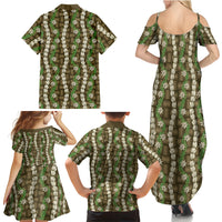 Pikake Maile Tiare Lei Family Matching Summer Maxi Dress and Hawaiian Shirt Natural Lauhala Pattern LT01 Mom's Dress Brown - Polynesian Pride