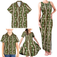 Pikake Maile Tiare Lei Family Matching Tank Maxi Dress and Hawaiian Shirt Natural Lauhala Pattern LT01 - Polynesian Pride