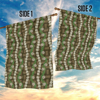 Pikake Maile Tiare Lei Garden Flag Natural Lauhala Pattern