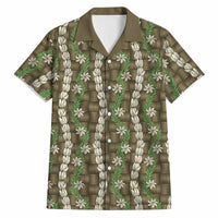 Pikake Maile Tiare Lei Hawaiian Shirt Natural Lauhala Pattern LT01 Brown - Polynesian Pride