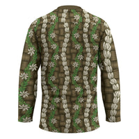 Pikake Maile Tiare Lei Hockey Jersey Natural Lauhala Pattern
