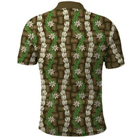 Pikake Maile Tiare Lei Polo Shirt Natural Lauhala Pattern LT01 - Polynesian Pride