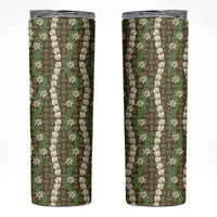 Pikake Maile Tiare Lei Skinny Tumbler Natural Lauhala Pattern