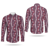 Pikake Maile Tiare Lei Couples Matching Mermaid Dress and Long Sleeve Button Shirt Akala Lauhala Pattern LT01 - Polynesian Pride