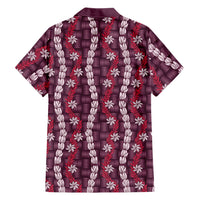 Pikake Maile Tiare Lei Family Matching Short Sleeve Bodycon Dress and Hawaiian Shirt Akala Lauhala Pattern LT01 Dad's Shirt - Long Sleeve Pink - Polynesian Pride