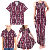 Pikake Maile Tiare Lei Family Matching Tank Maxi Dress and Hawaiian Shirt Akala Lauhala Pattern LT01 - Polynesian Pride