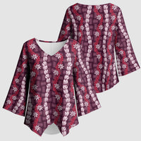 Pikake Maile Tiare Lei Kimono Sleeve Blouse Akala Lauhala Pattern