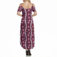 Pikake Maile Tiare Lei Summer Maxi Dress Akala Lauhala Pattern LT01 - Polynesian Pride