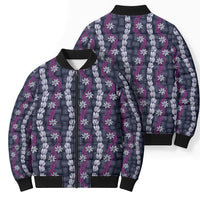 Pikake Maile Tiare Lei Bomber Puffer Jacket Poni Lauhala Pattern