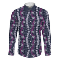 Pikake Maile Tiare Lei Family Matching Off Shoulder Maxi Dress and Hawaiian Shirt Poni Lauhala Pattern LT01 Daughter's Dress Purple - Polynesian Pride