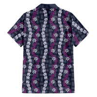 Pikake Maile Tiare Lei Family Matching Short Sleeve Bodycon Dress and Hawaiian Shirt Poni Lauhala Pattern LT01 Dad's Shirt - Long Sleeve Purple - Polynesian Pride