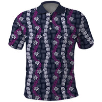 Pikake Maile Tiare Lei Polo Shirt Poni Lauhala Pattern LT01 Purple - Polynesian Pride