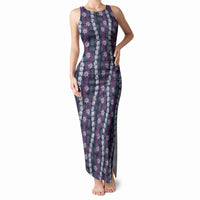 Pikake Maile Tiare Lei Tank Maxi Dress Poni Lauhala Pattern LT01 Women Purple - Polynesian Pride