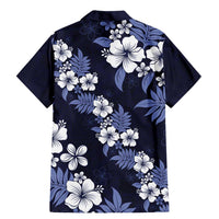 Hawaiian Hibiscus Tribal Floral Blue Family Matching Mermaid Dress and Hawaiian Shirt Polynesian Tapa Pattern - Polynesian Pride