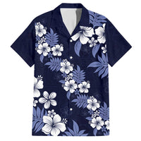 Hawaiian Hibiscus Tribal Floral Blue Family Matching Summer Maxi Dress and Hawaiian Shirt Polynesian Tapa Pattern LT01 Dad's Shirt - Short Sleeve Blue - Polynesian Pride