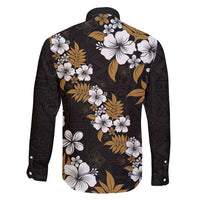 Hawaiian Hibiscus Tribal Floral Brown Family Matching Off Shoulder Short Dress and Hawaiian Shirt Polynesian Tapa Pattern LT01 - Polynesian Pride