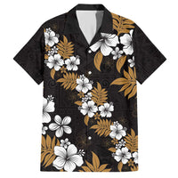 Hawaiian Hibiscus Tribal Floral Brown Family Matching Short Sleeve Bodycon Dress and Hawaiian Shirt Polynesian Tapa Pattern - Polynesian Pride
