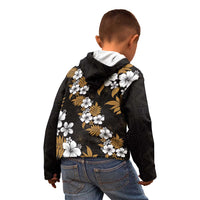Hawaiian Hibiscus Tribal Floral Brown Kid Hoodie Polynesian Tapa Pattern - Polynesian Pride