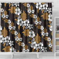 Hawaiian Hibiscus Tribal Floral Brown Shower Curtain Polynesian Tapa Pattern - Polynesian Pride