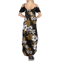 Hawaiian Hibiscus Tribal Floral Brown Summer Maxi Dress Polynesian Tapa Pattern - Polynesian Pride