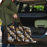 Hawaiian Hibiscus Tribal Floral Brown Travel Bag Polynesian Tapa Pattern - Polynesian Pride